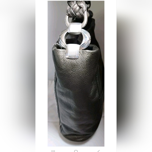 Brighton Metallic Pewter Anju Masterpiece Collection Leather Shoulder Bag EUC - Picture 7 of 13